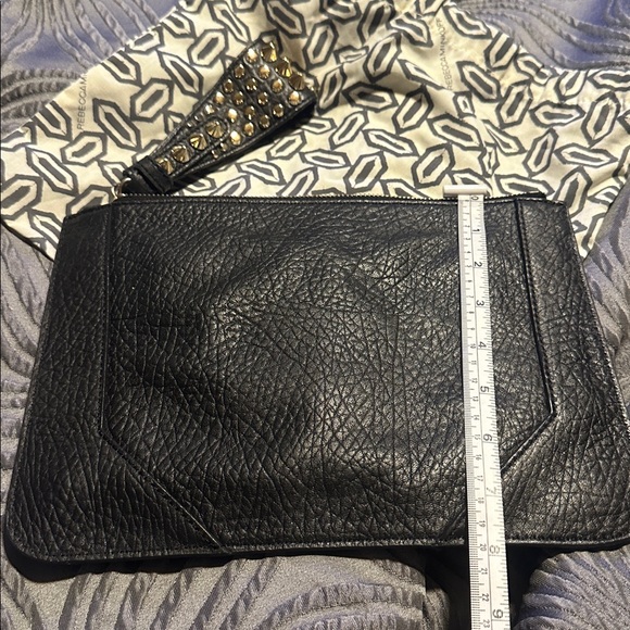Rebecca Minkoff Black and Gold Studded Clutch box 4 - Picture 13 of 16